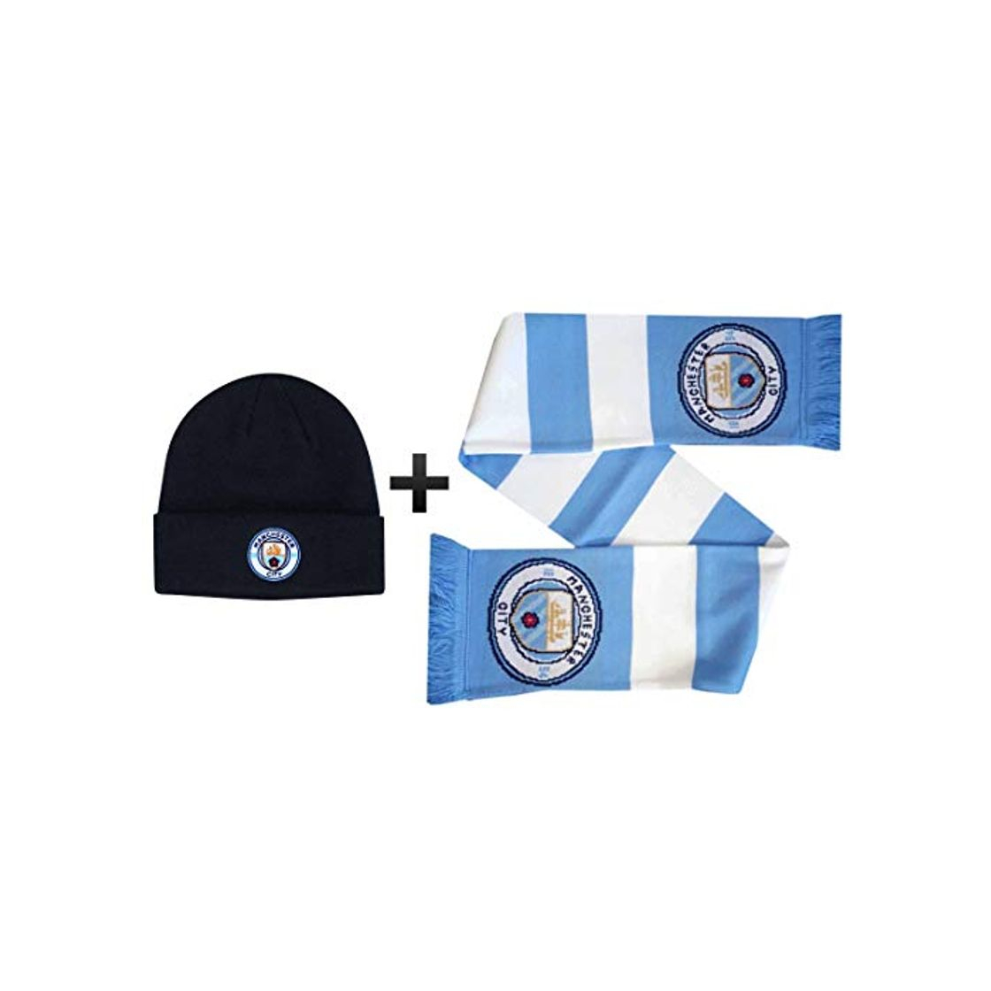 Moda Conjunto Oficial del Manchester City Football Crest Bronx Sombrero y Bufanda