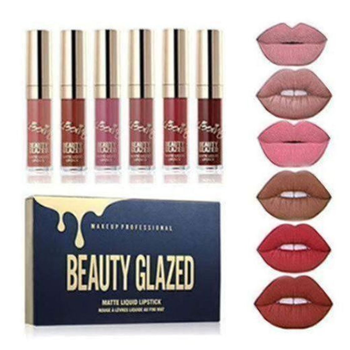 Social Beauty Sexy 6PCS/brillo de labios mate Sexy líquido Lipstick impermeable larga duración