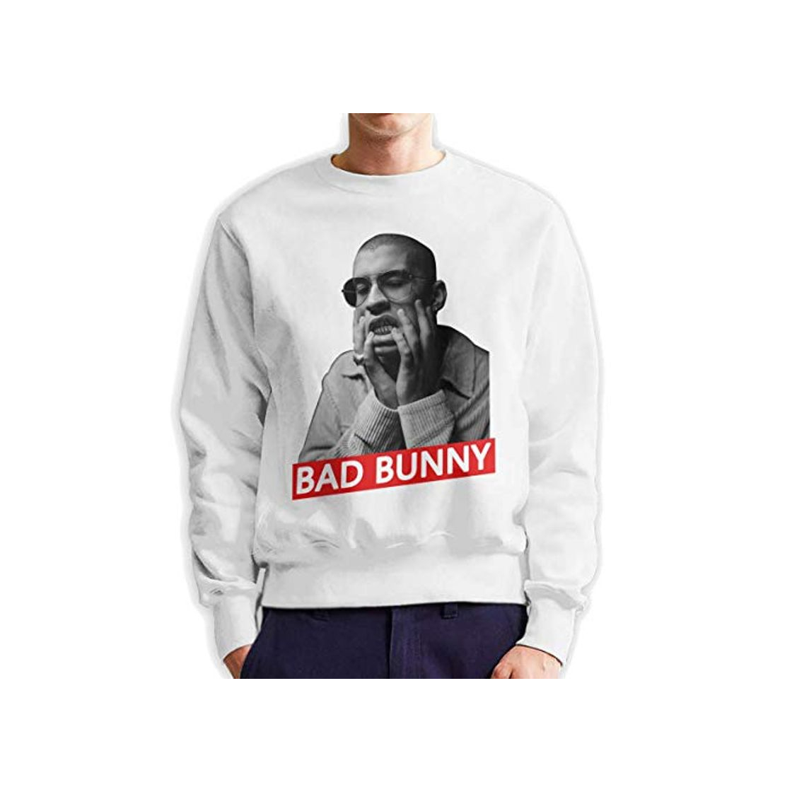 Fashion MYHL Men's Bad Bunny Fashionable Casual Style Crew Neck Cotton Sweatshirt Hoodie