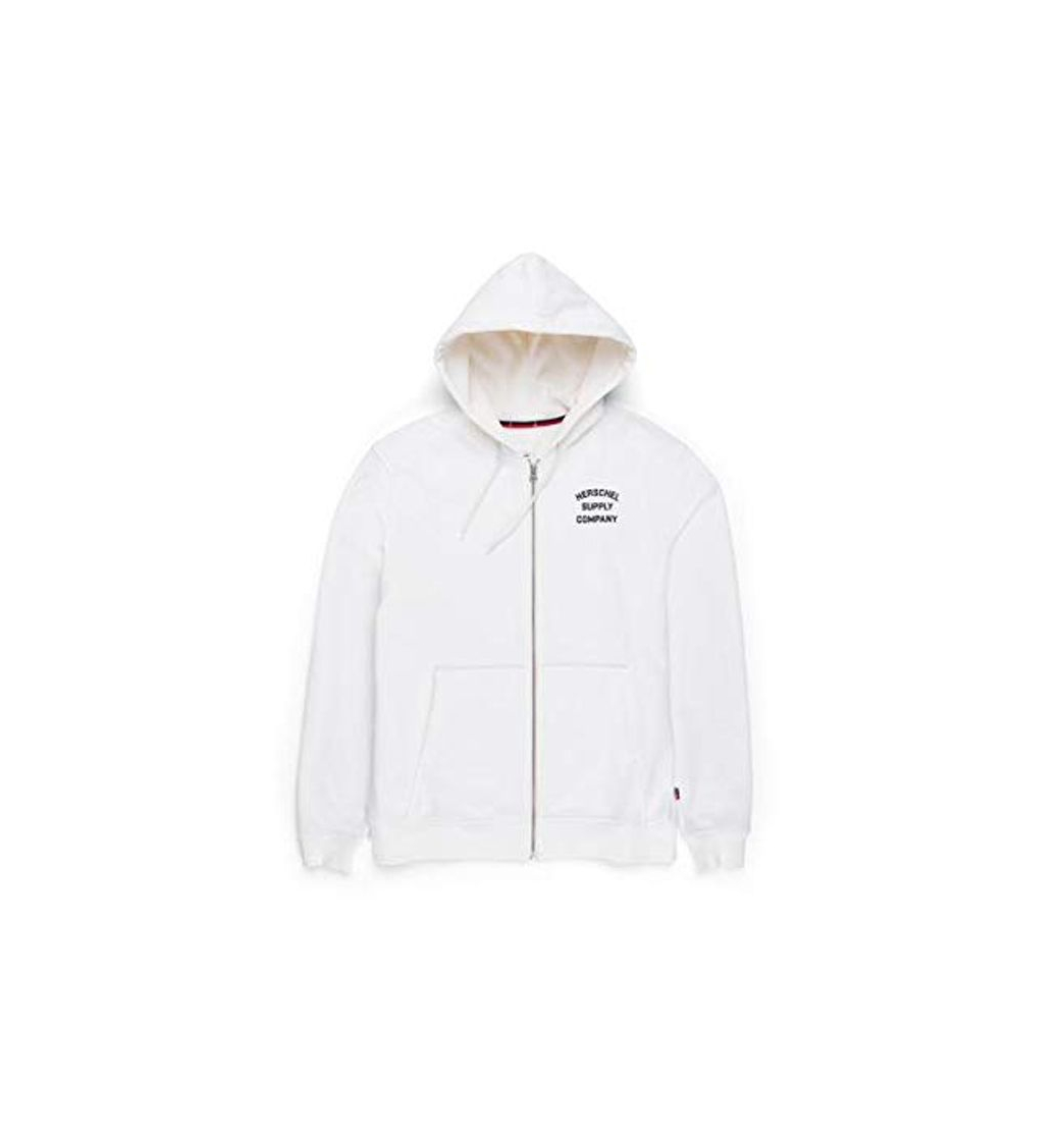 Fashion Herschel Men's Full Zip Hoodie Stack Logo Blanc de Blanc/Blac