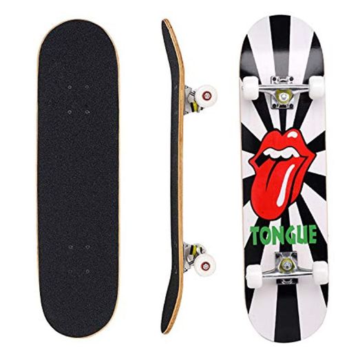 Eseewin Skateboard 7 Layers Decks 31"x8 Pro Tabla de Skate Completa Maple Wood Longboards para Adolescentes Adultos Principiantes Niñas Niños（Youth）