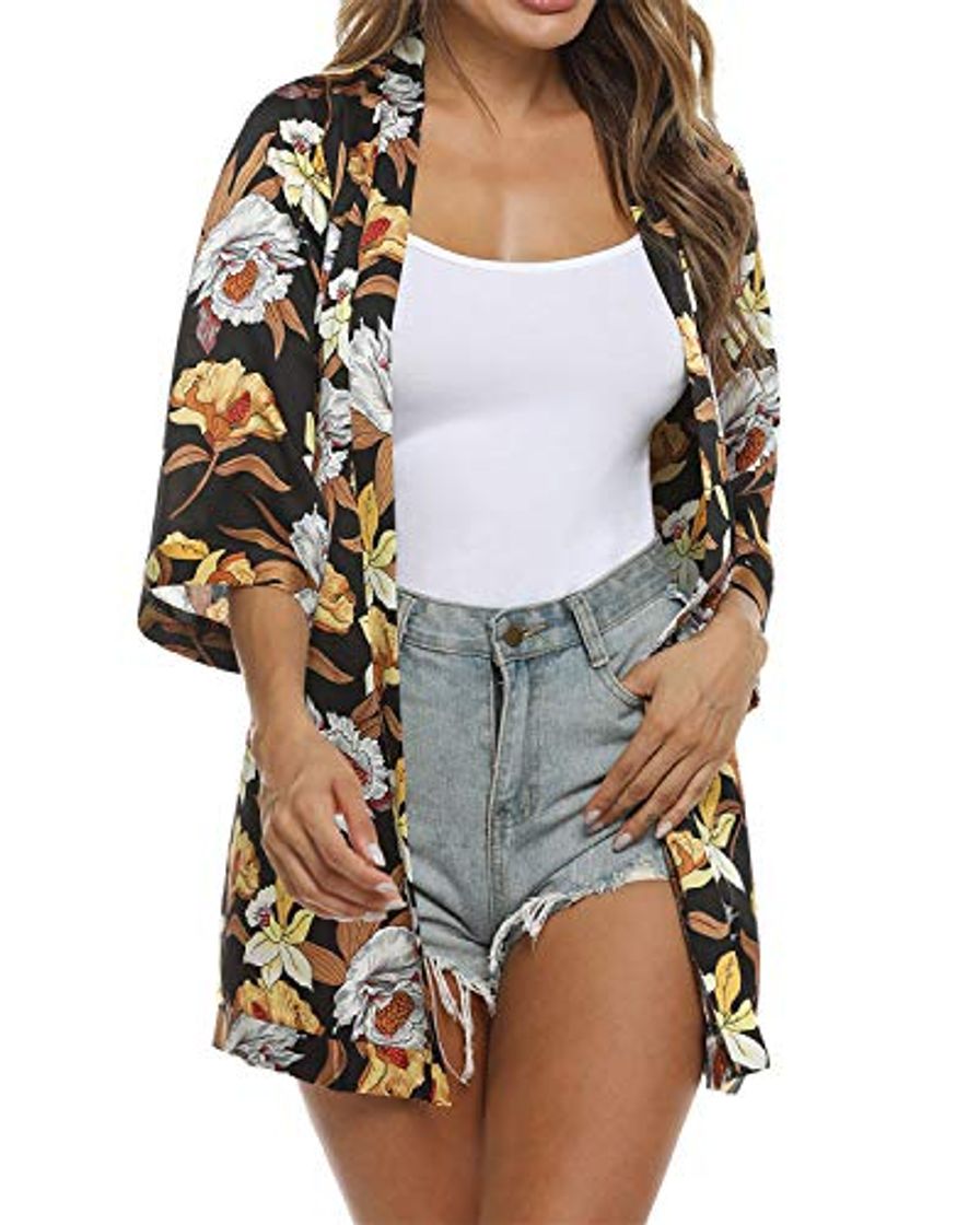 Moda Hawiton Mujer Cárdigan Kimono Florales Manga 3