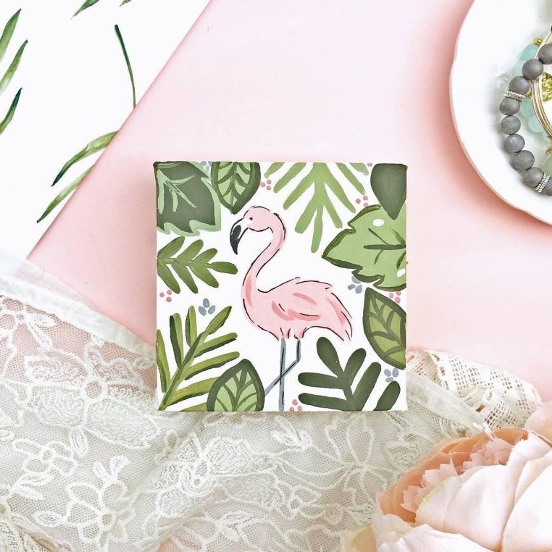 Tela de pintura com flamingo