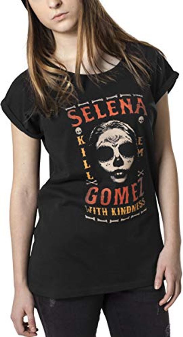 Fitness MERCHCODE Merch Código Mujer Ladies Selena Gomez Kill em Skull tee - Camiseta