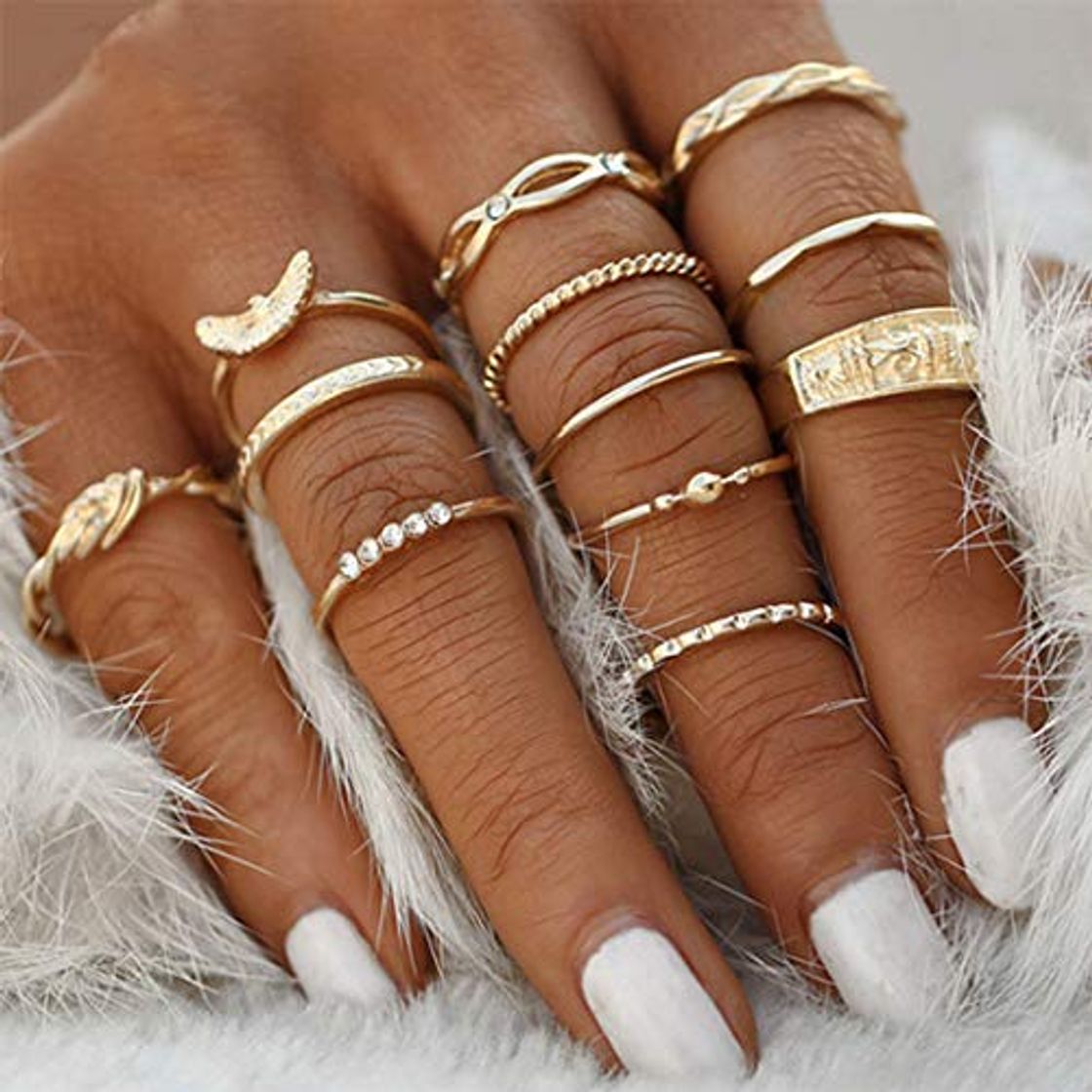 Social Yean Anillos midi de cristal con luna