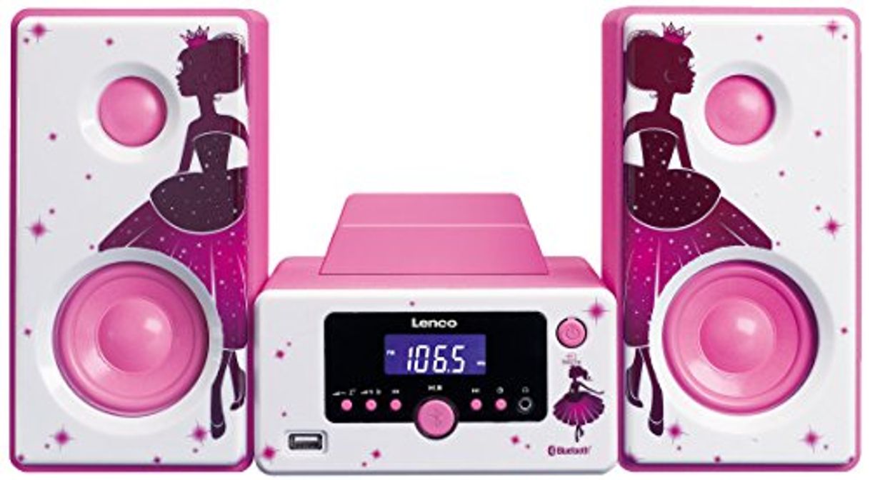 Productos Lenco MC-020 Home Audio Mini System 10W Rosa, Blanco - Microcadena