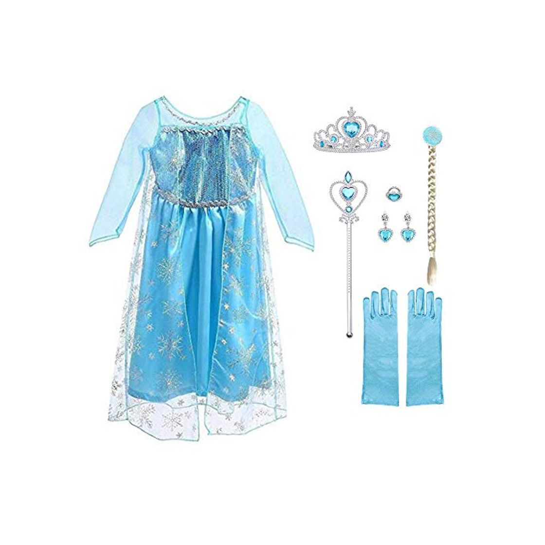 Moda URAQT Vestido de Princesa Elsa, Reina Frozen Disfraz Elsa Vestido Infantil Niñas