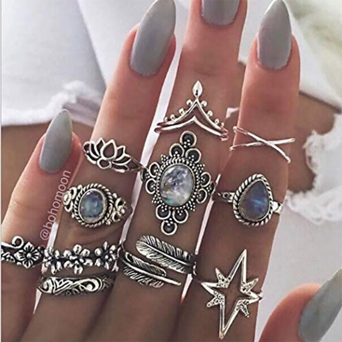 Social Yean - Juego de anillos para nudillos estilo vintage plateados, anillos para