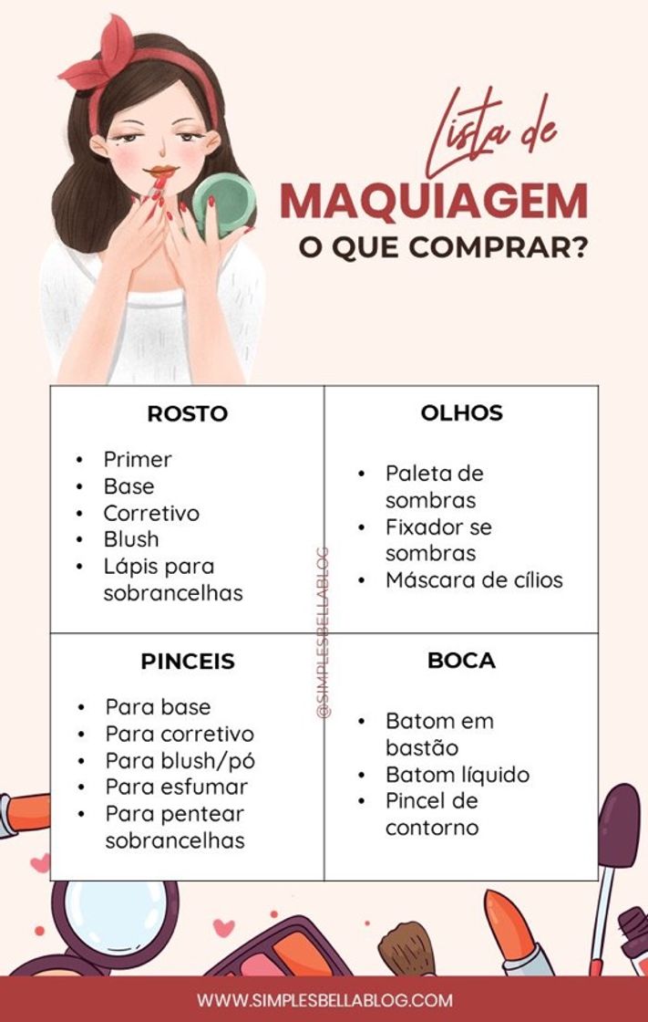 Moda Lista de maquiagem - o que comprar?