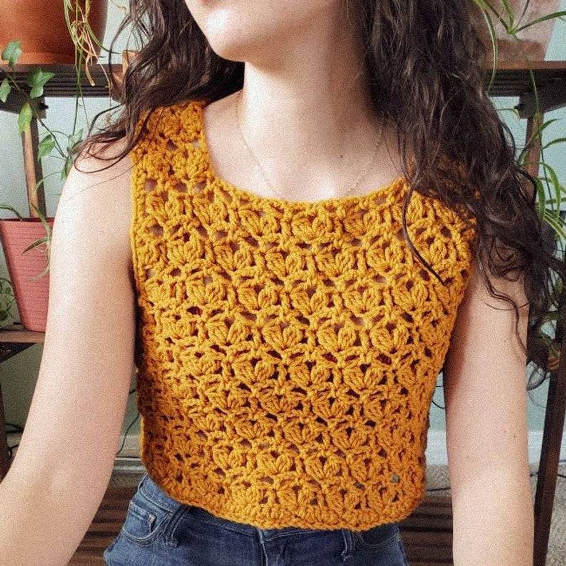 Fashion Top Amarelo de Pontos Grossos