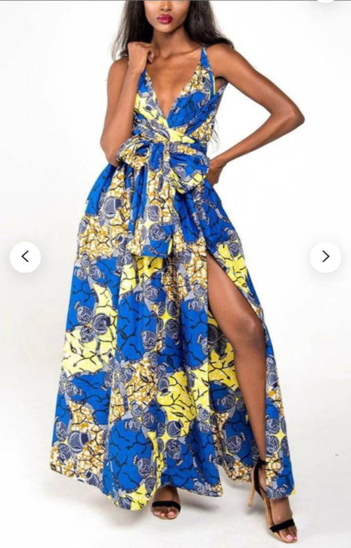 Moda Vestiso Africano Azul e Amarelo