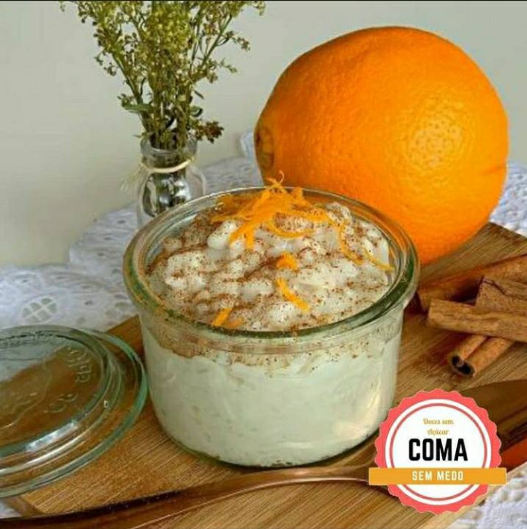 Fashion Arroz-doce sem açúcar com toque de laranja 