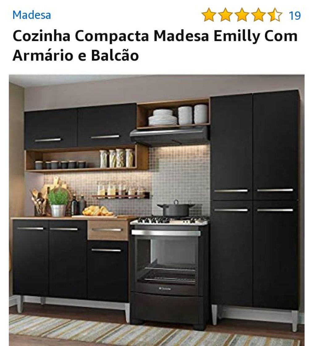 Fashion Cozinha Compacta Madesa Emilly Com Armário e Balcão

