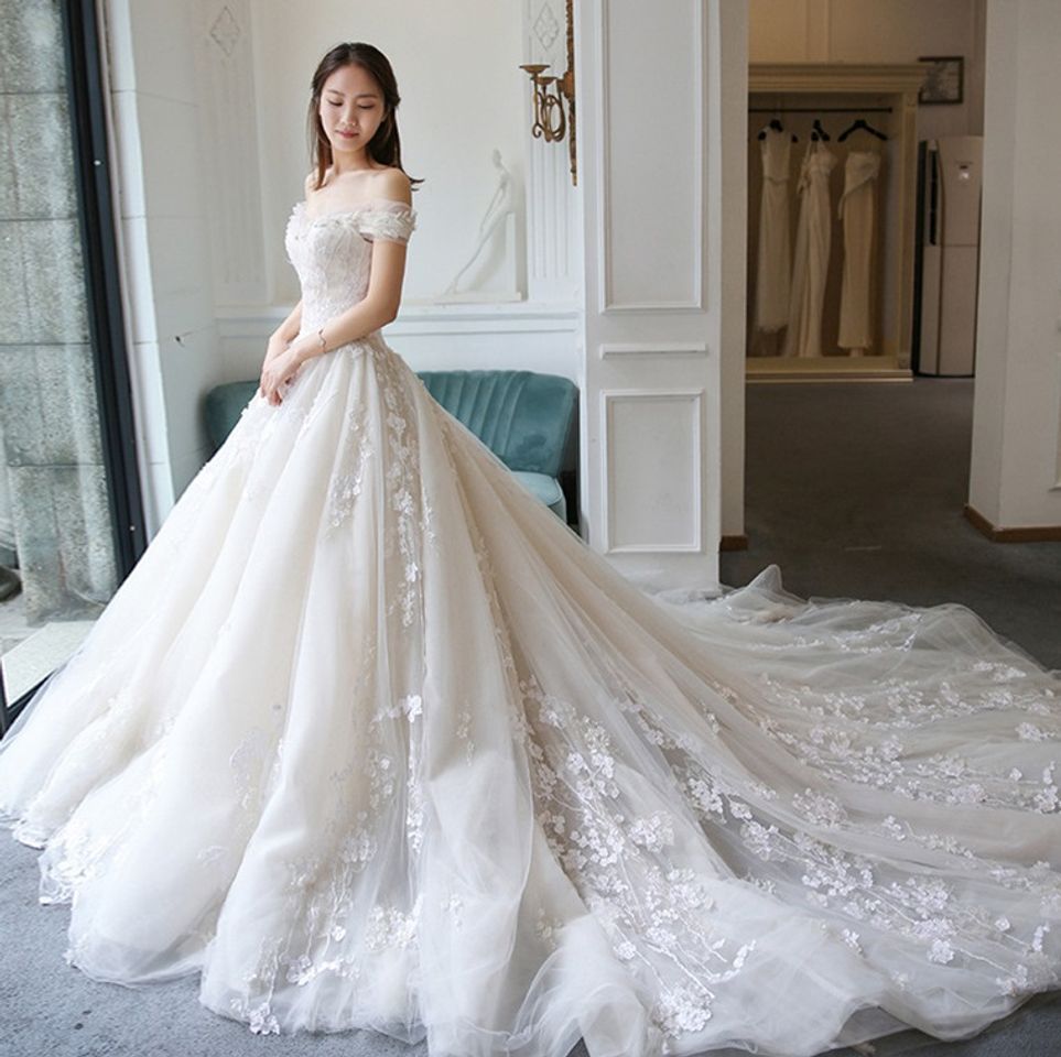 Social French Fairy Summer Floral Beaded Princess Wedding Dress