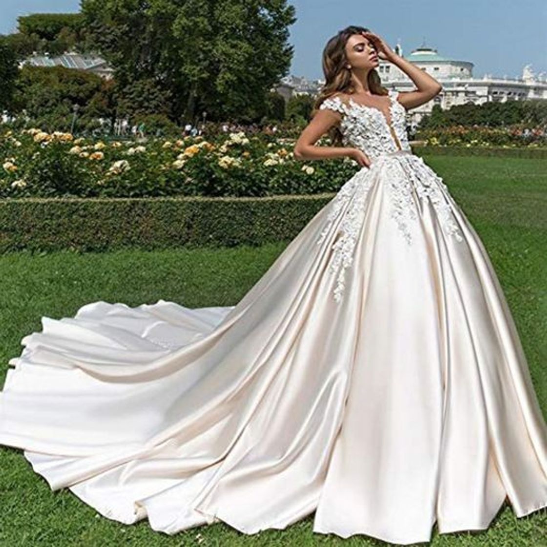 Social Vestido de novia Vestido de novia de princesa de satén suave con