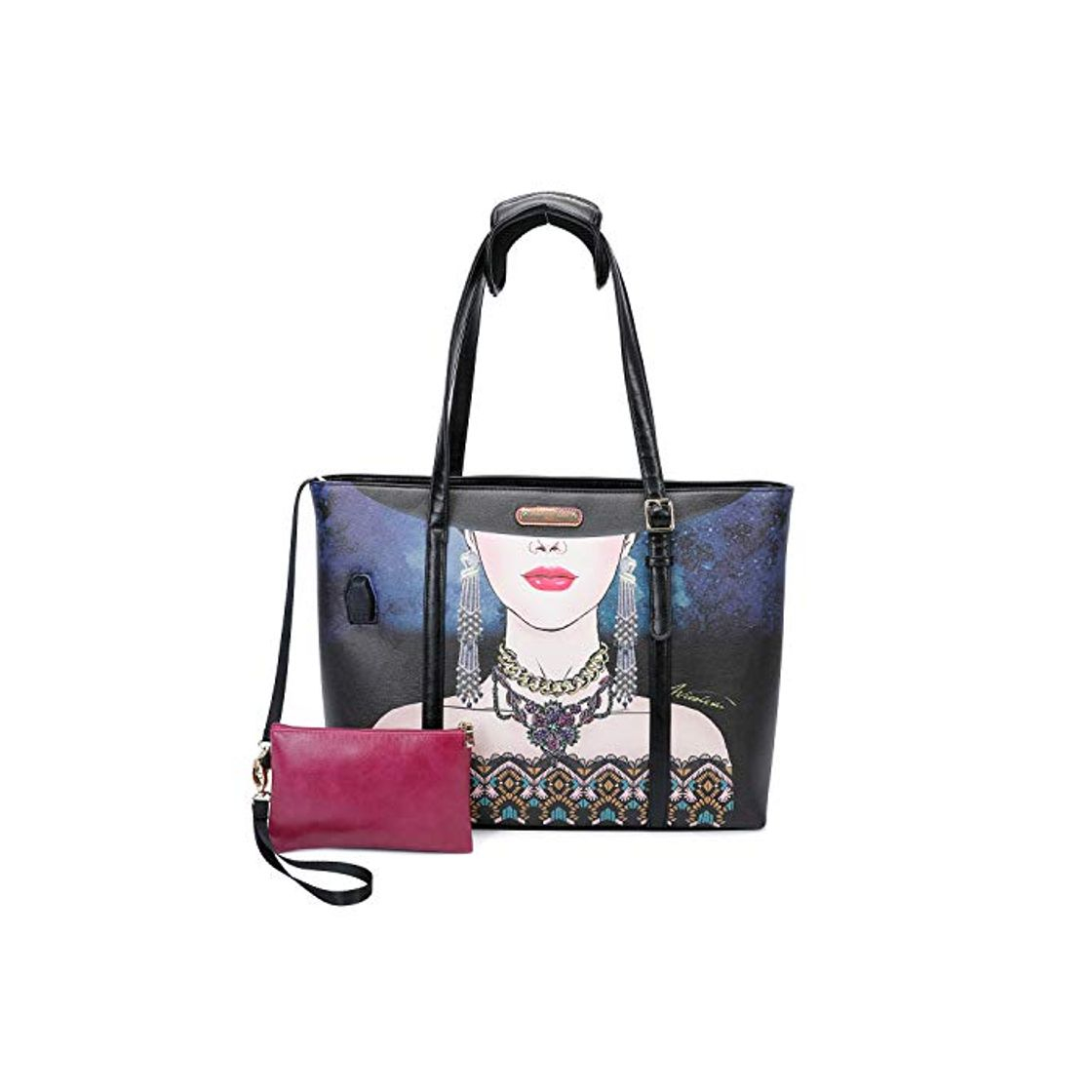 Social Nicole Lee Bolsa Shopper con bolsita y puerto USB con cable