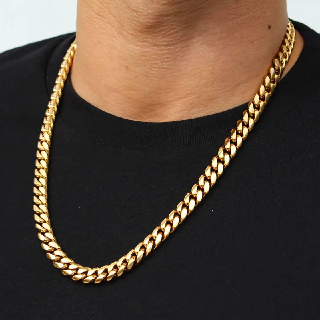 Moda 8mm Stainless Steel Cuban Chain in Gold - Helloice Jewelry