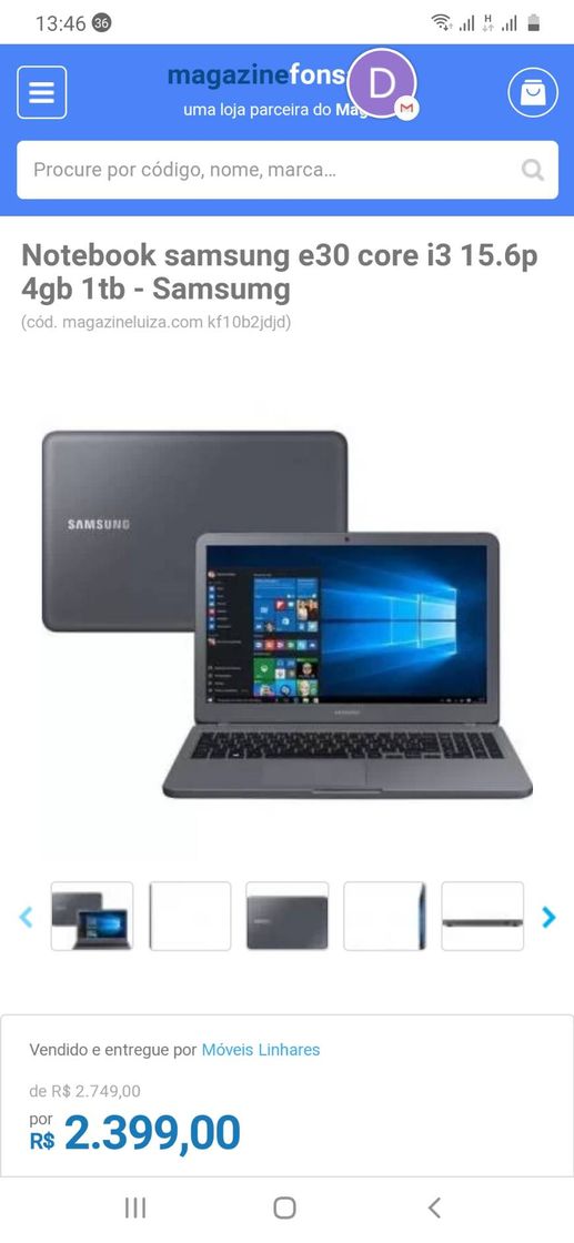 Moda Notebook Samsung , a vista ou divido 12× no cartão de créd!