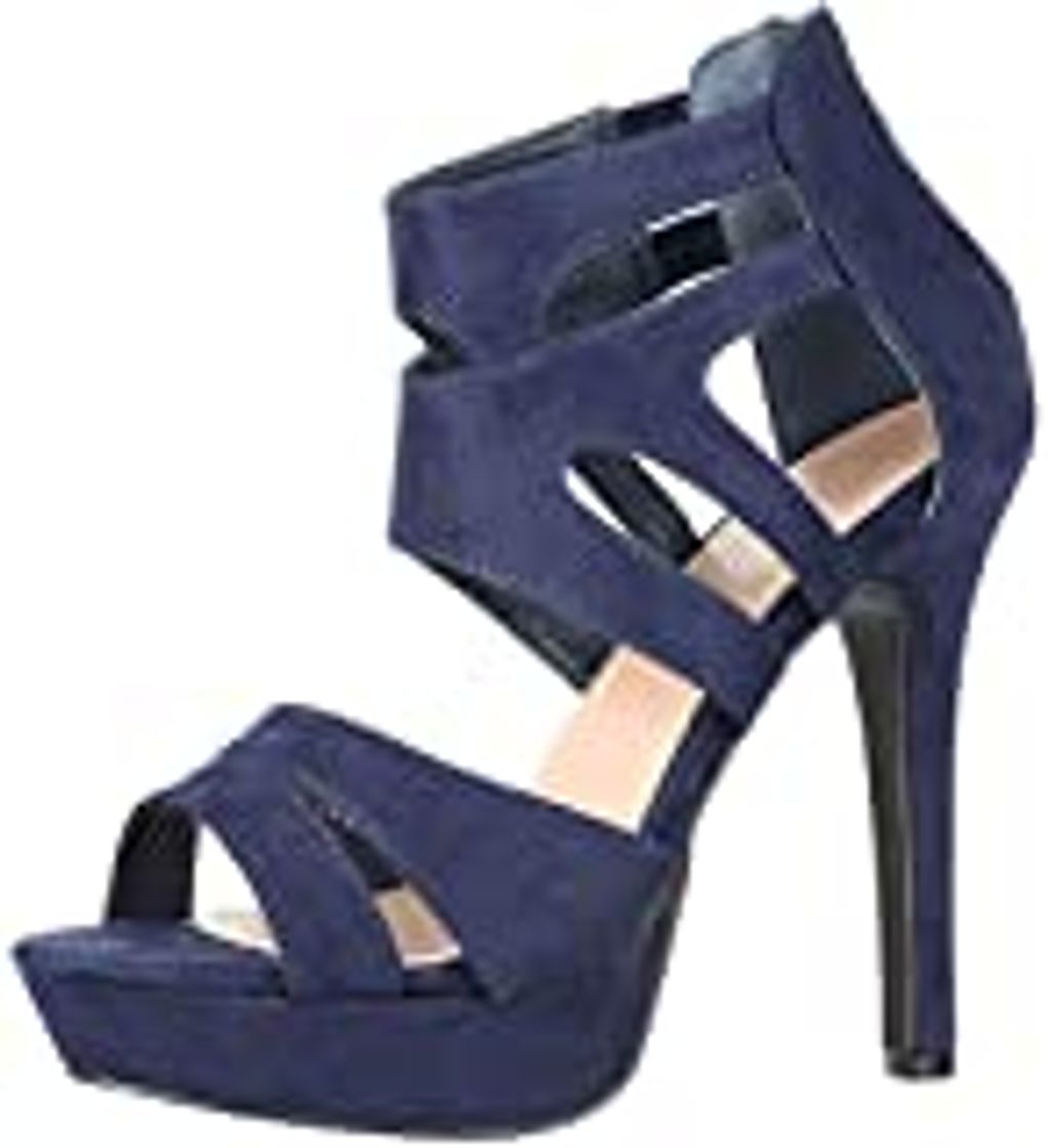 Social Elara Zapato de Tacón Alto Abierto Stilettos Chunkyrayan LL85 Navy-36