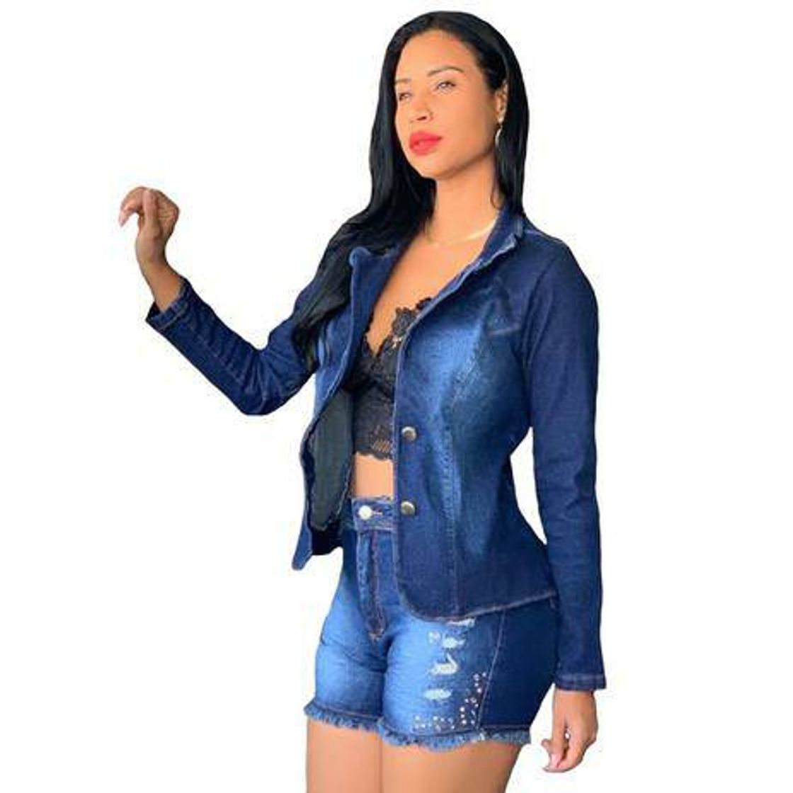 Fashion Blazer Jeans Com Licra Feminino Slim - Kaena

