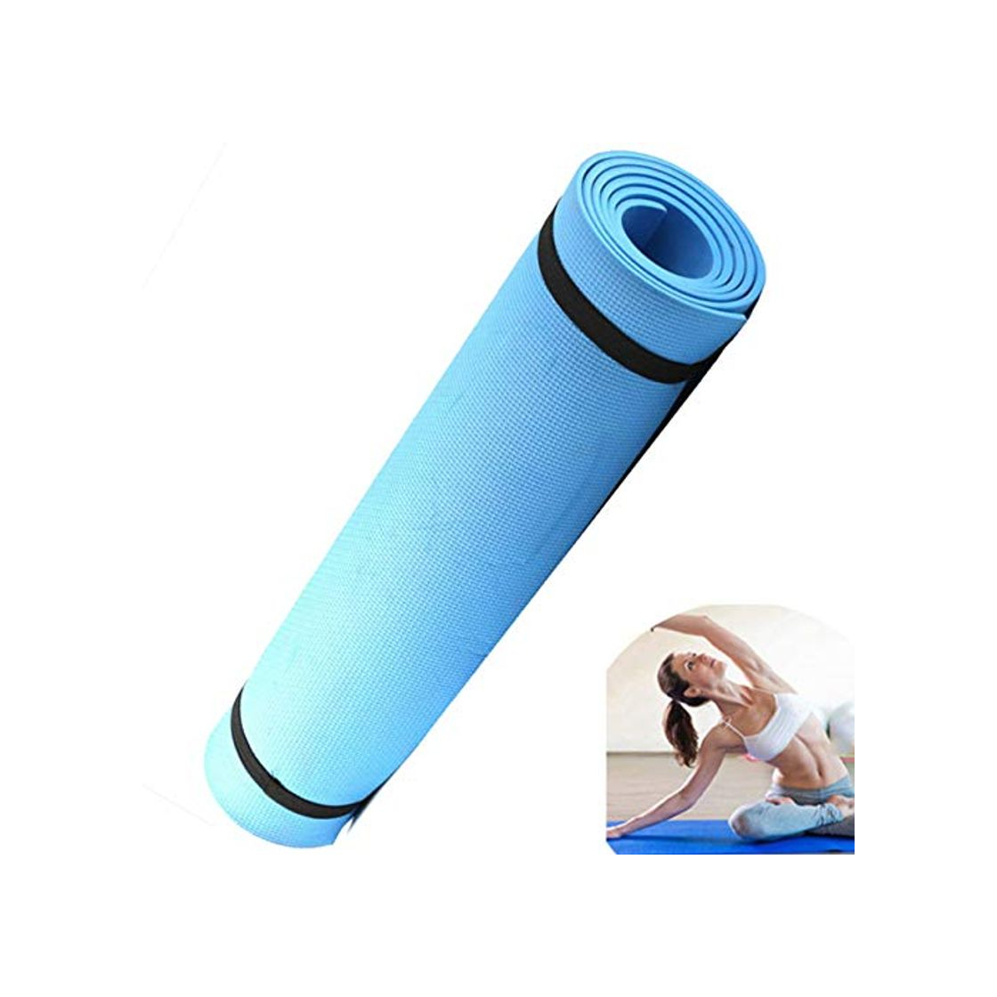 Product Slosy Esterilla Yoga Azul Lisa Colchoneta de Pilates Fitness 180 * 50cm Entrenamiento Gimnasio Alfombrilla para Abdominales Accesorios Gym Estera Ejercicio Colchon Espuma