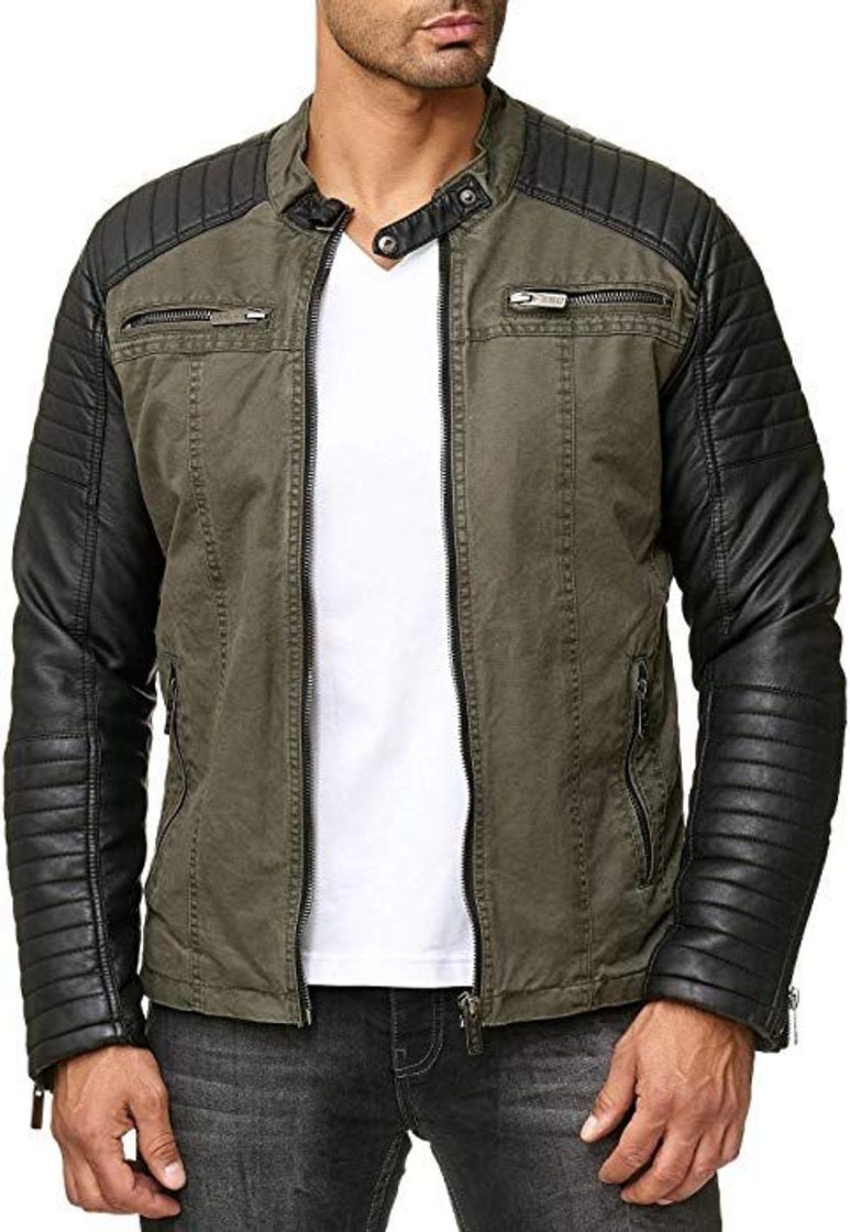 Social Red Bridge Chaqueta Moderna de Transición en Cuero Sintético para Hombre Negro