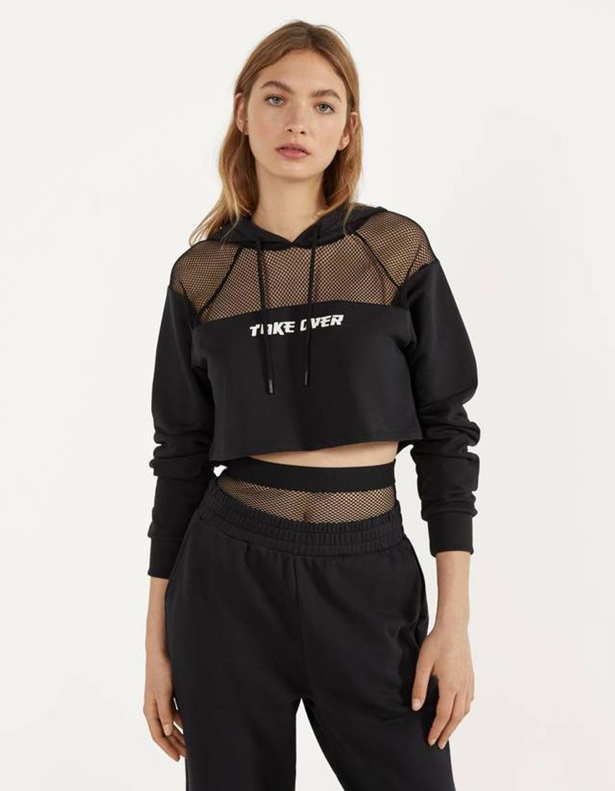 Sudadera con rejilla y capucha