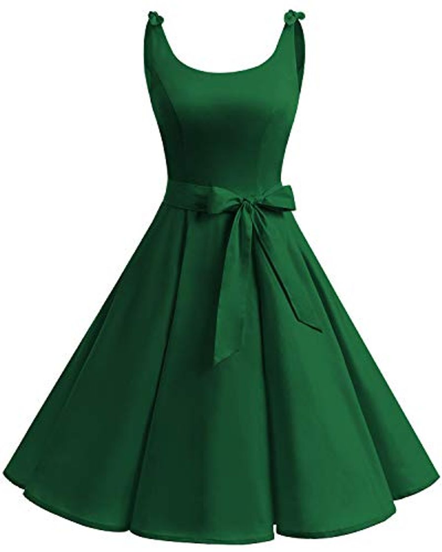 Moda Bbonlinedress Vestidos de 1950 Estampado Vintage Retro Cóctel Rockabilly con Lazo Green XL