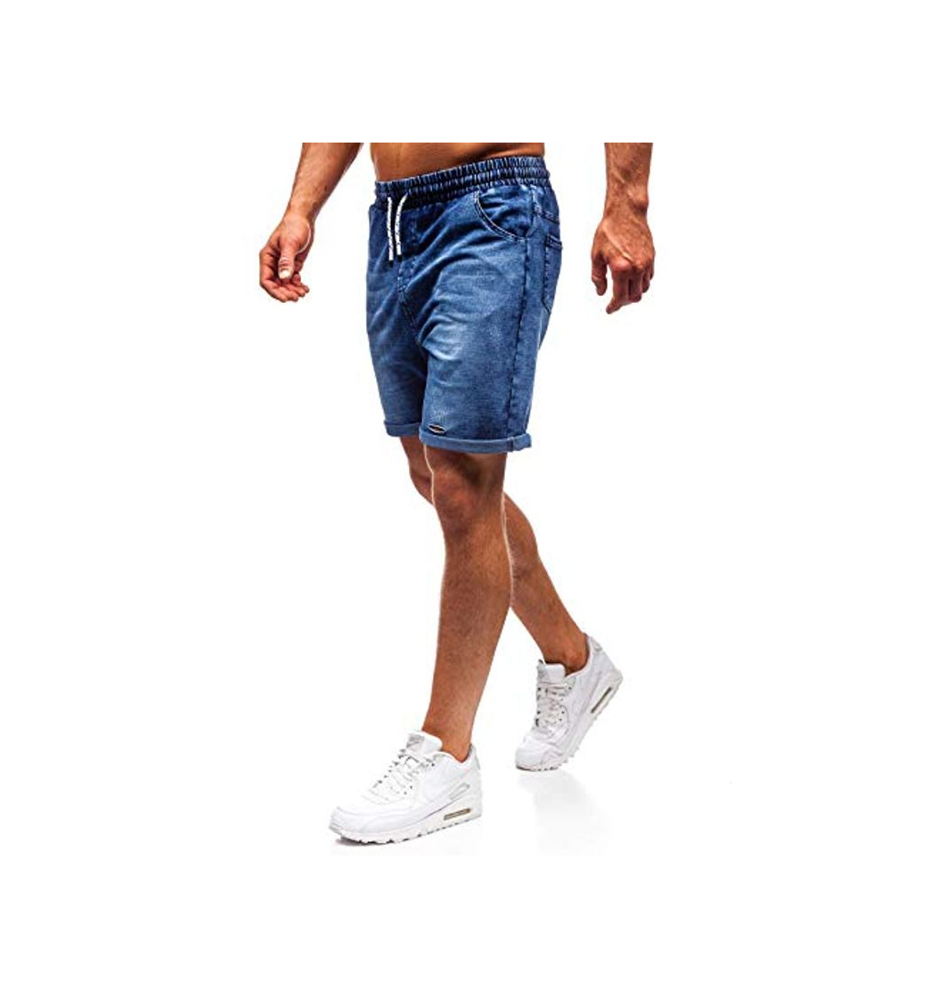 Social BOLF Hombre Pantalón Corto Pantalones Vaqueros Denim Regular Pantalón de Algodón J