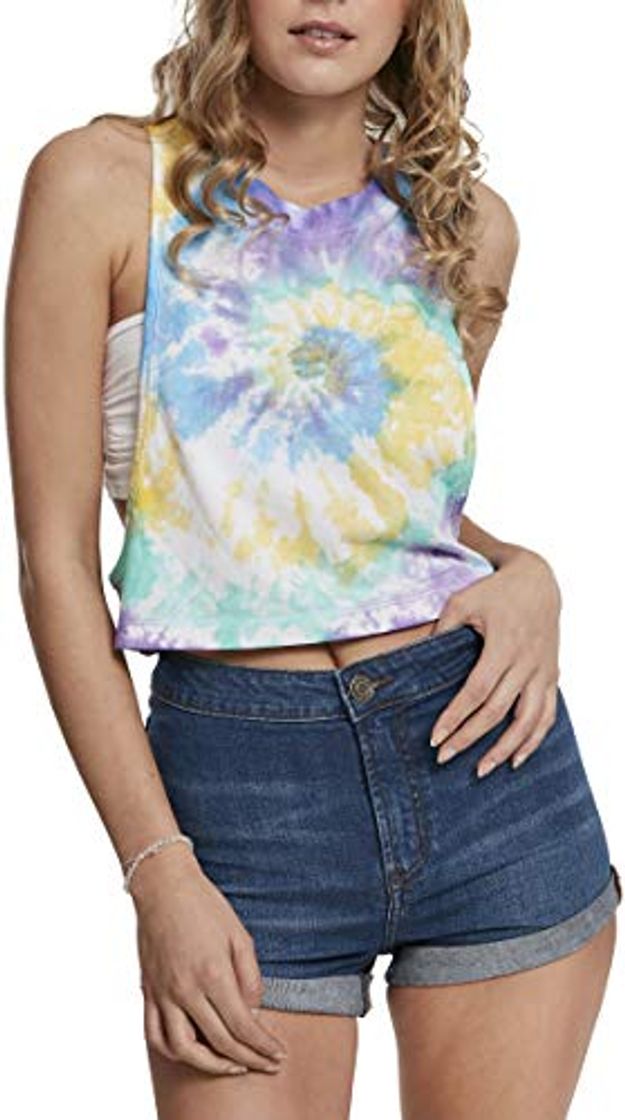 Fashion Urban Classics Ladies Short Tie Dye Loose Tank-Top Camiseta