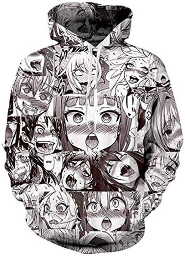 Chaos World Sudadera AHEGAO 3D impresión Hombre de Manga Larga con Capucha