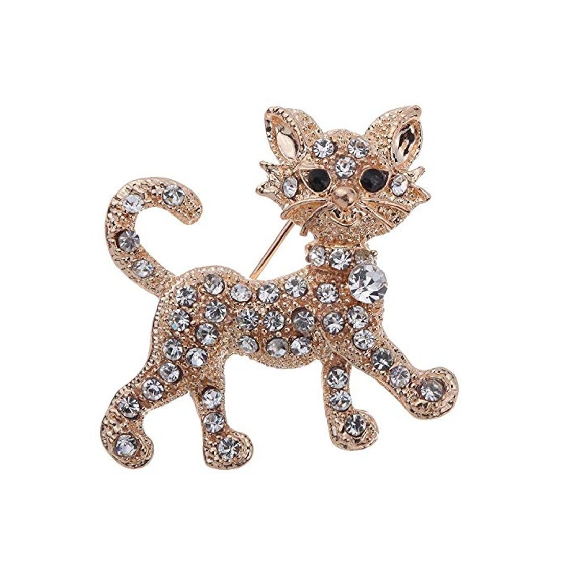 Moda Completos claro brillante broches de cristal gato y pernos de Novia en