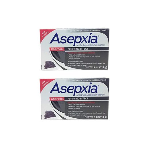 Jabón Para el Acné Asepxia con Carbón Activado y Ácido Salicílico – Pack de 2 x 113g