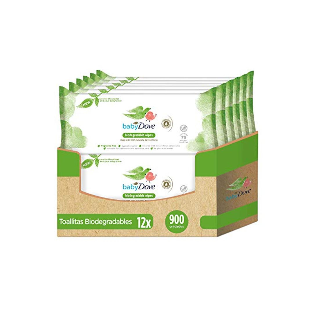 Products Baby Dove Toallitas Húmedas para bebés biodegradables - Pack de 12 x