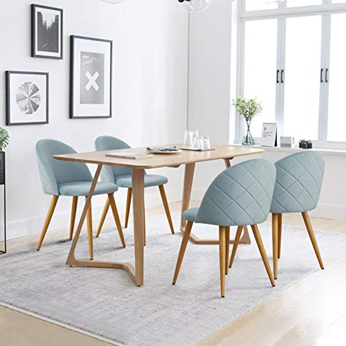 Product CLIPOP - Juego de 4 sillas de comedor de terciopelo con respaldo