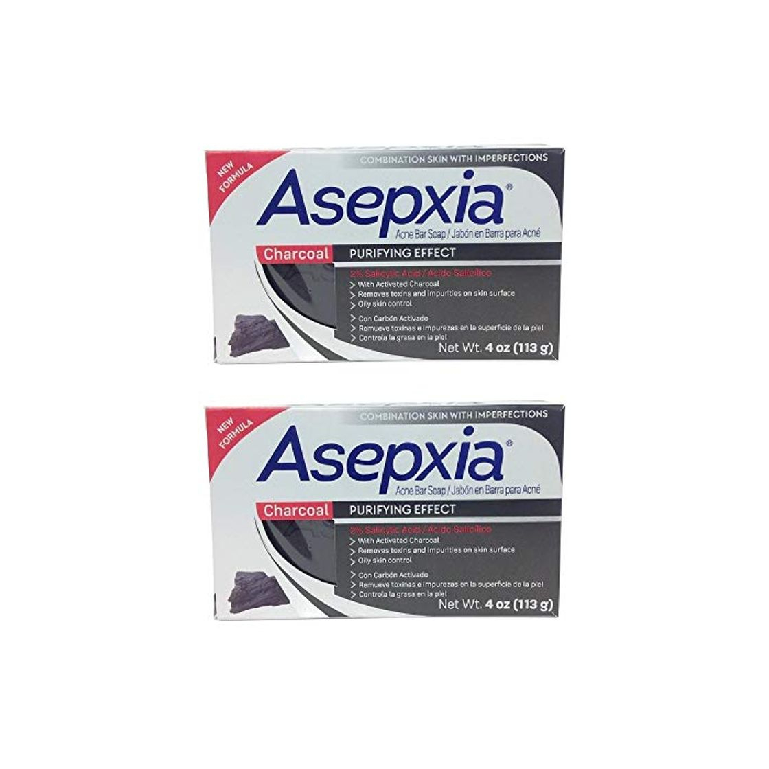 Product Jabón Para el Acné Asepxia con Carbón Activado y Ácido Salicílico – Pack de 2 x 113g