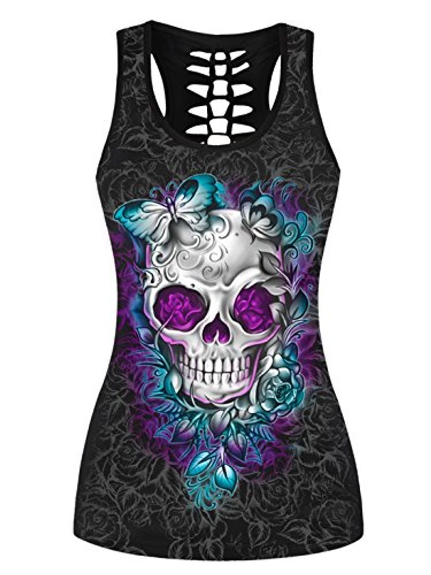 Fashion Aivtalk - Camiseta sin Mangas con Impresión Calavera Chaleco Casual Atractivo Verano