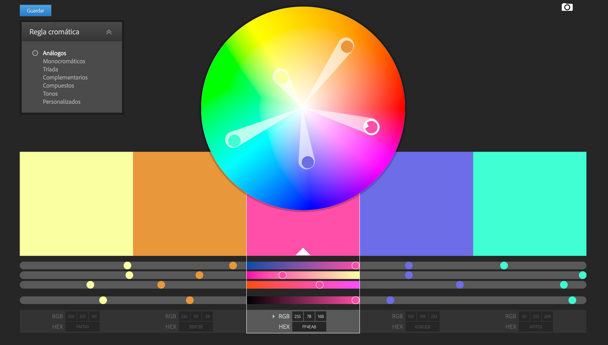 Moda Adobe Color: Rueda de colores, un generador de paletas de colores