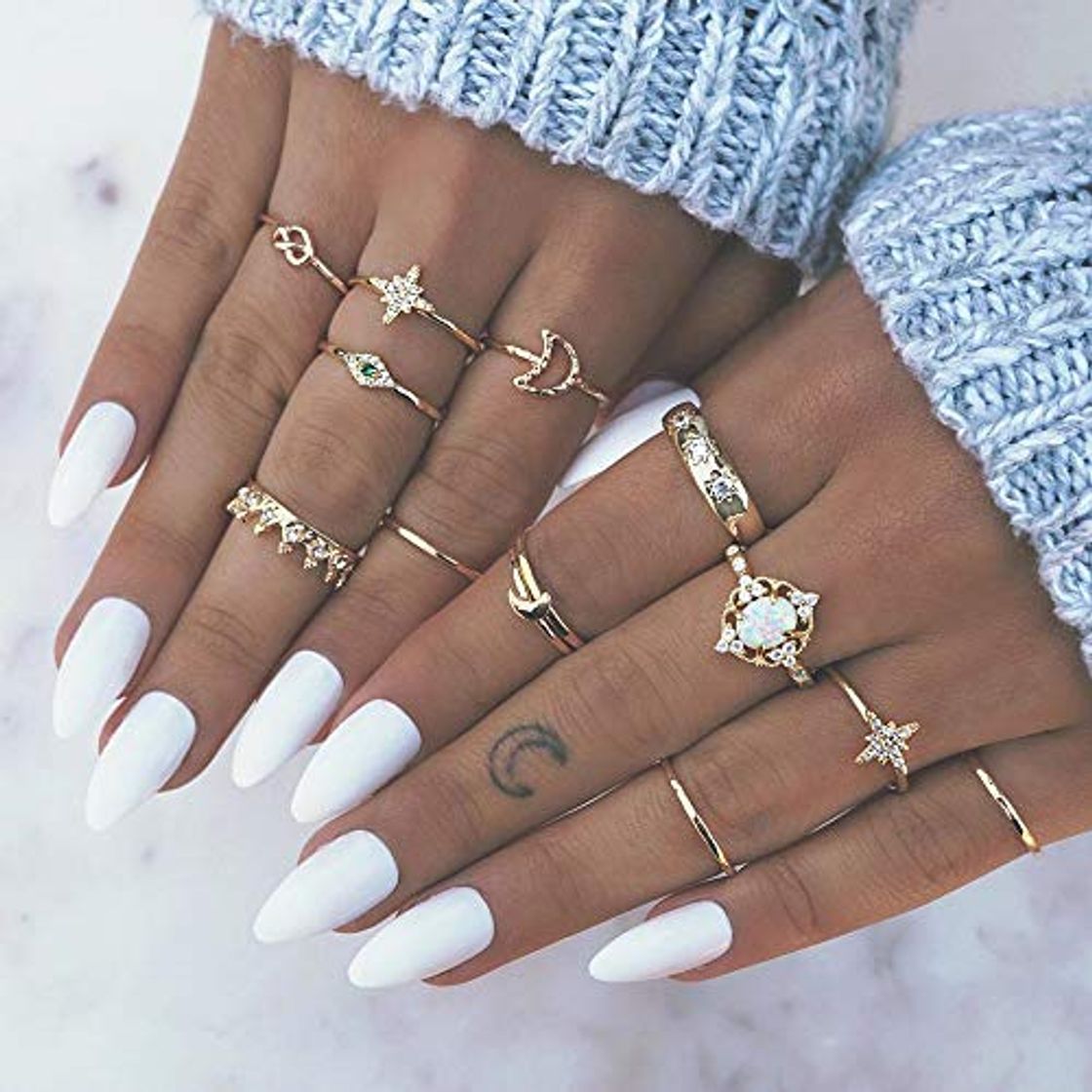 Social Simsly Boho - Juego de anillos para nudillos, diseño de nudillos, color