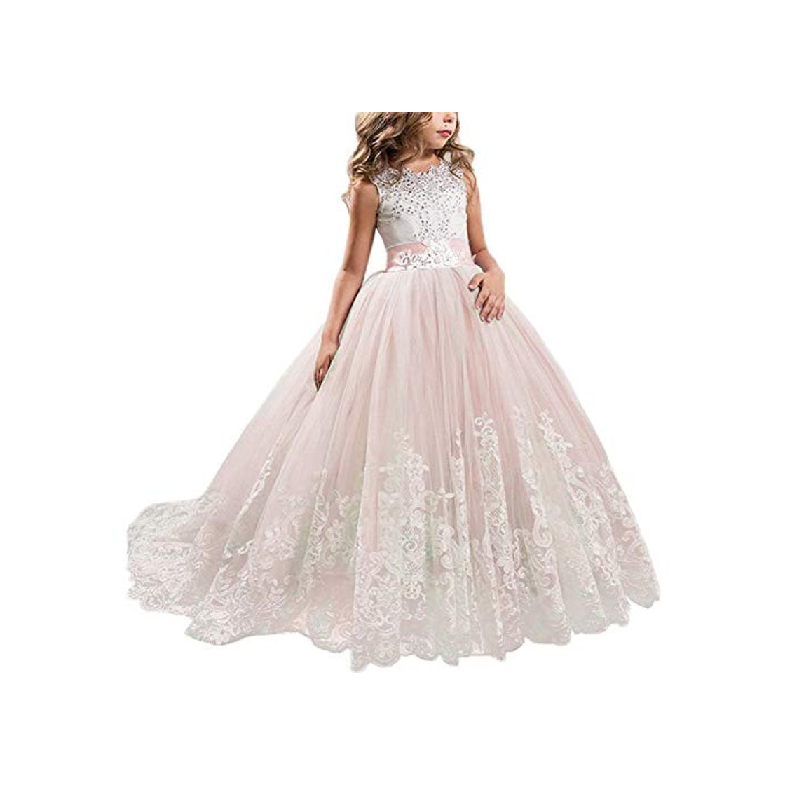 Social NNJXD Niñas Bordado De Encaje Flor De La Boda Fiesta De Cumpleaños