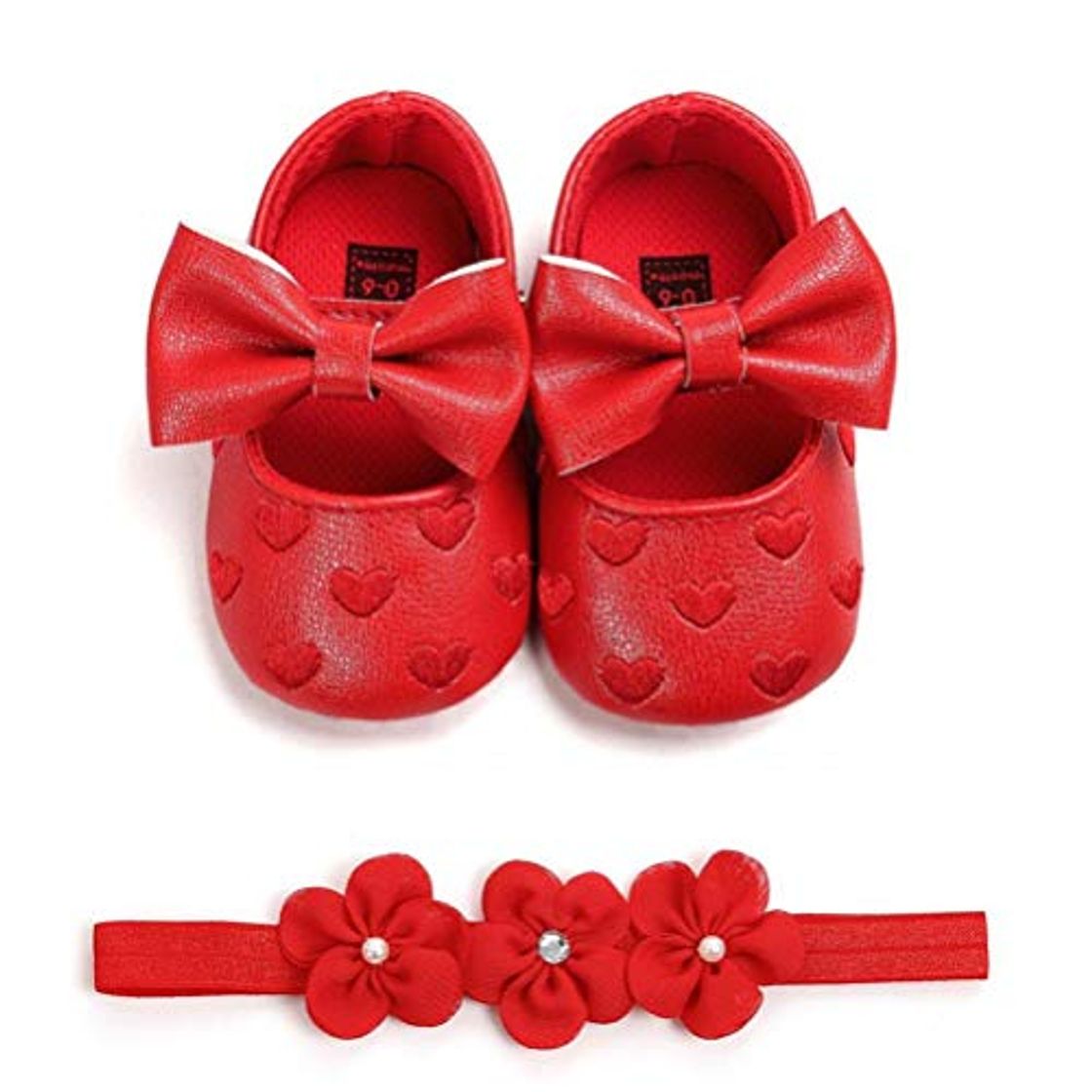 Moda Zapatos de Niña con Diadema Regalo Set Bautizo Lovely Algodón Flor Suave Suela Zapatillas Antideslizantes Zapatos de Princesa