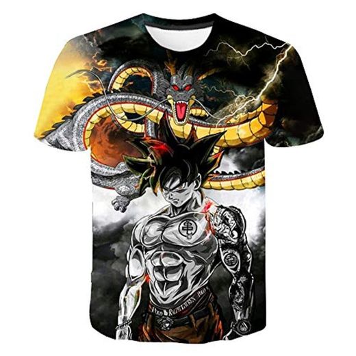 XKDZT Camisa De Hombre Anime Dragon Ball Goku Super Saiyan Camiseta con