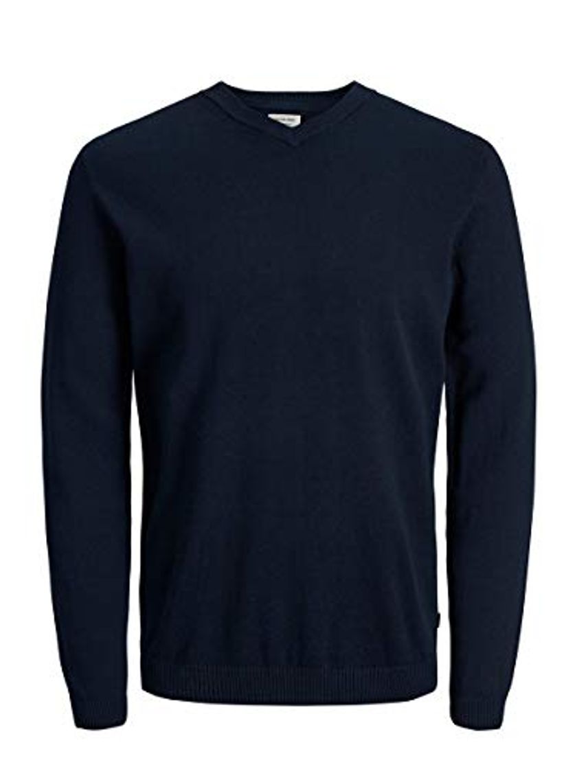 Social JACK & JONES Jjebasic Knit V-Neck Noos suéter, Azul