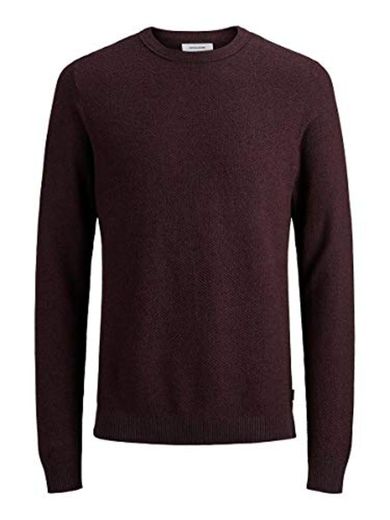 JACK & JONES Jjestructure Knit Crew Neck Noos suéter, Rojo