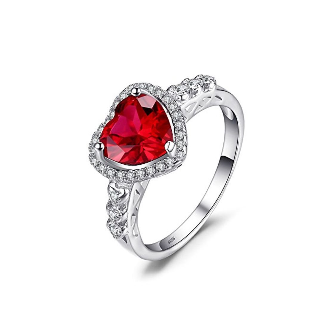 JewelryPalace Anillo con rubí en forma de corazón Plata de ley 925