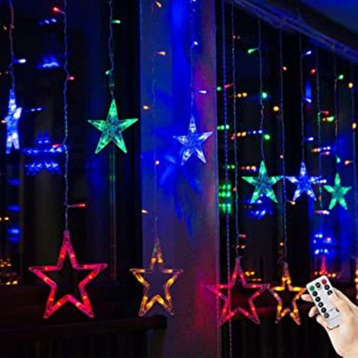 Guirnaldas Luminosas Estrellas Cortina Luces, 138 LEDs telones de hogar, LED cortina