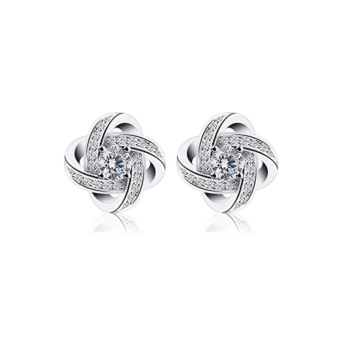 Moda B.Catcher Pendientes de Plata de Ley 925 Doble Estrella mujer Elegante Blanco Brillante Circonita