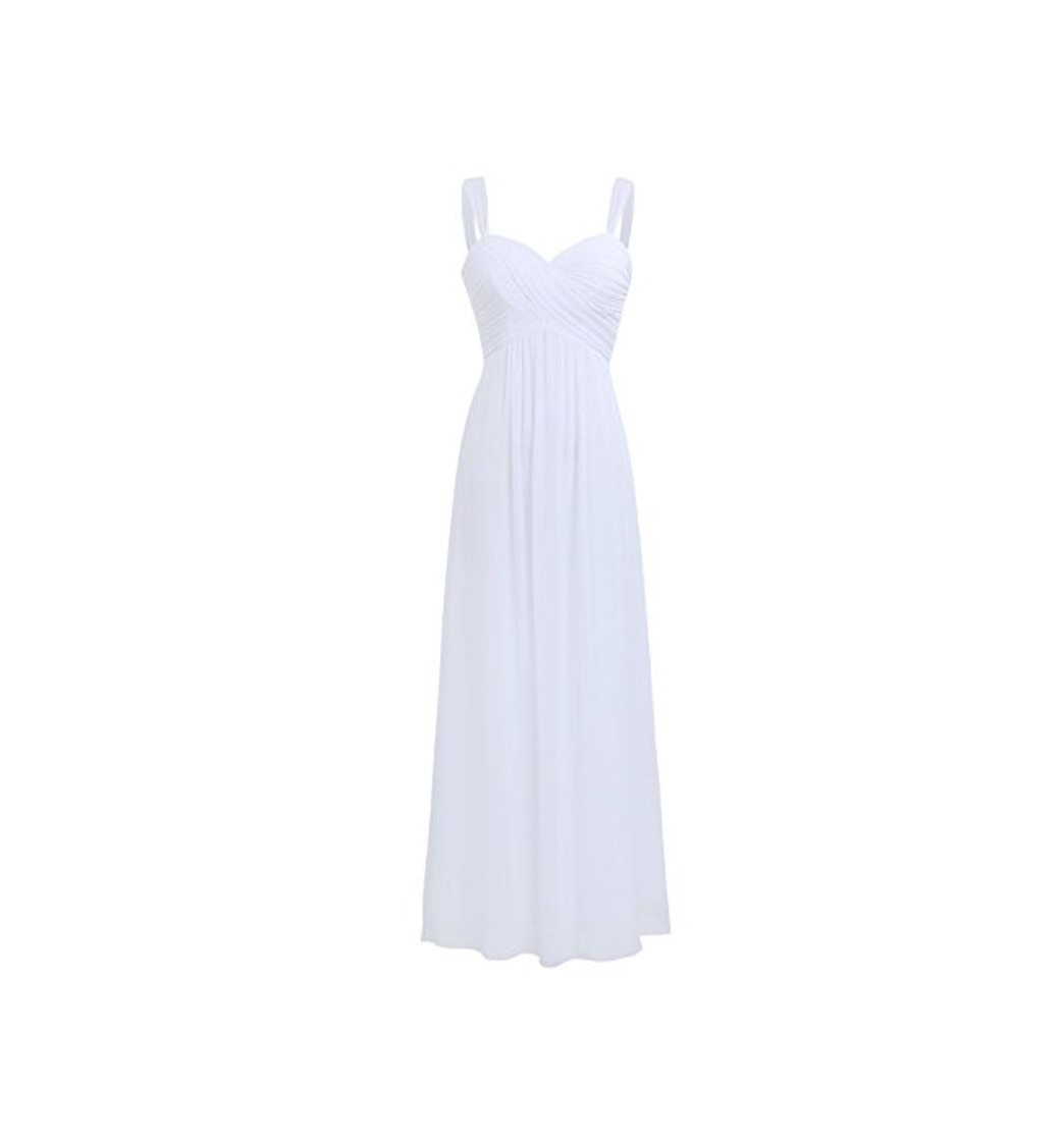 Moda Freebily Vestido Elegante de Boda Fiesta Cóctel para Mujer Dama de Honor Vestido Largo Verano Blanco 40