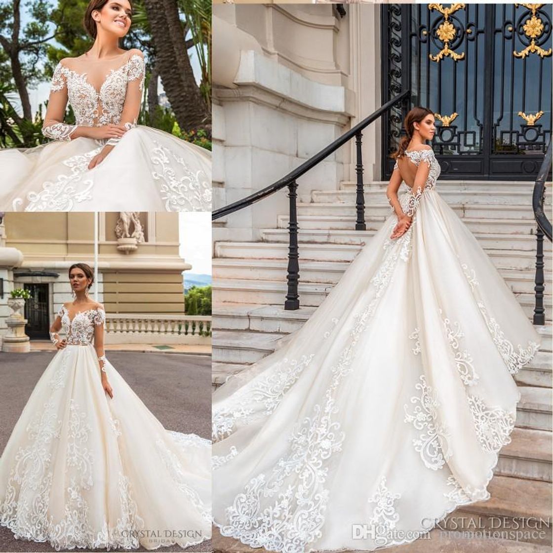 Moda 2018 Stunning Designer Wedding Dresses With Sheer Long ...