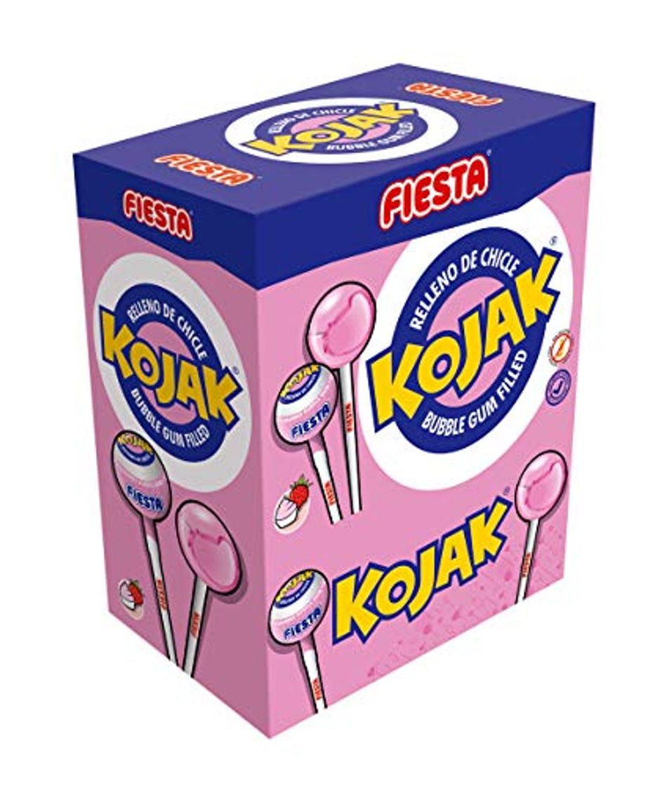 Place FIESTA Kojak Caramelo con Palo Sabor Helado de Fresa Relleno de Chicle